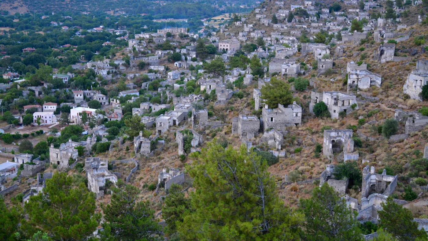 Stone houses of Kayaköy on a Fethiye car hire itinerary